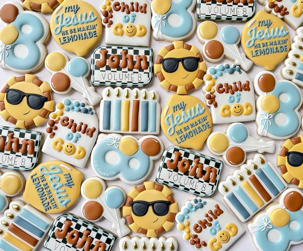 6- Child of God for 8 year old boy - Food & Dessert Table - Custom Decorated Cookies