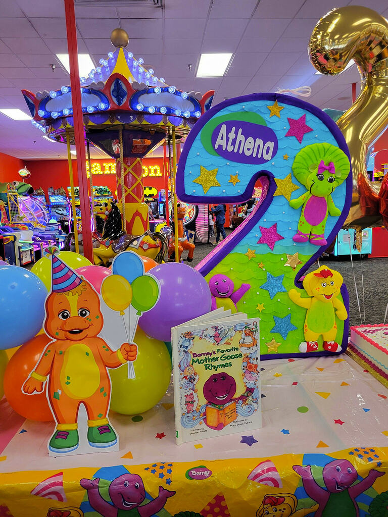 1 - Barney theme for a 2 year old girl - Photo Area - Backdrop