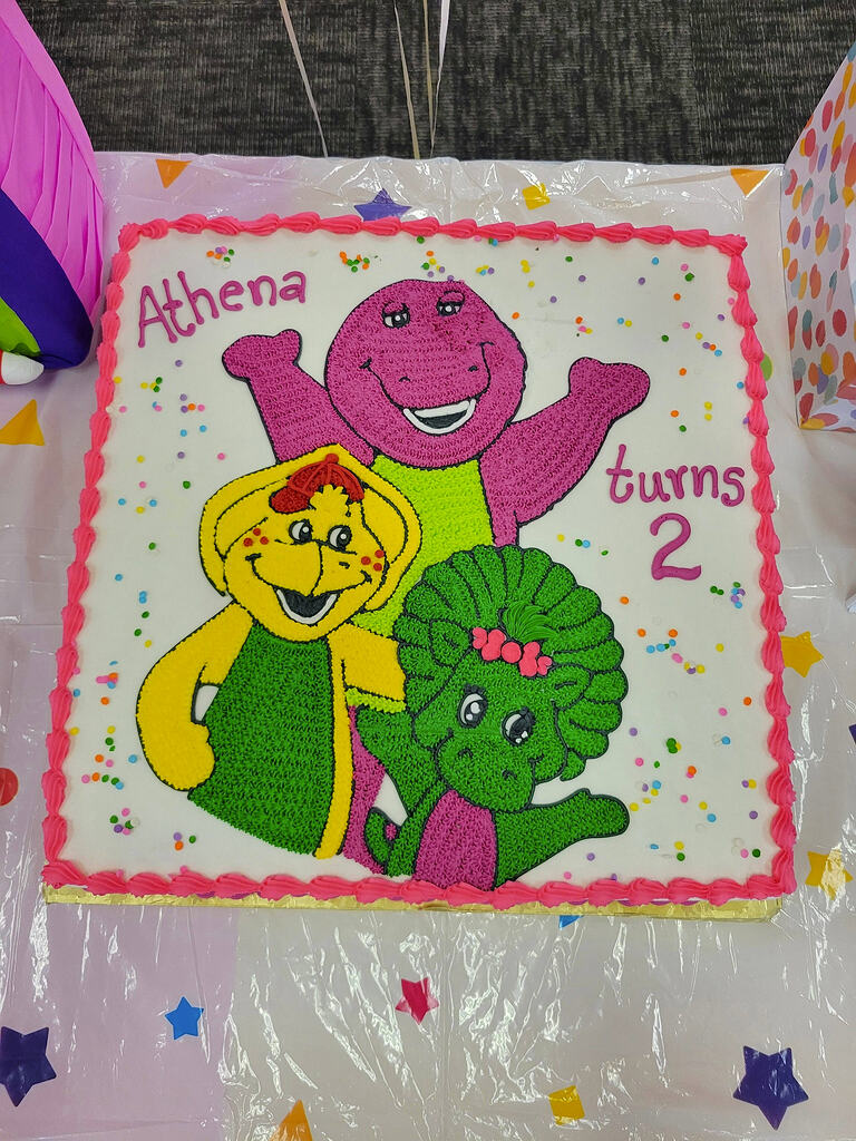 5 - Barney theme for a 2 year old girl -Barney Birthday Cake