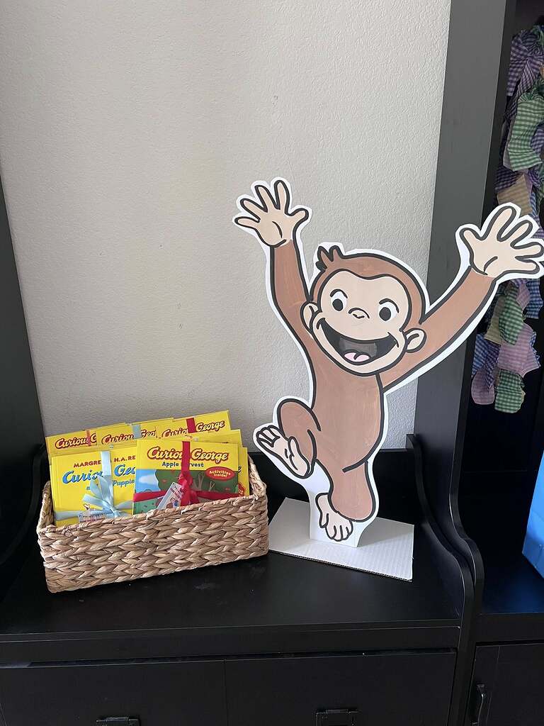 4 - Curious George for one year birthday - Party Favour Table - Book Favor Display