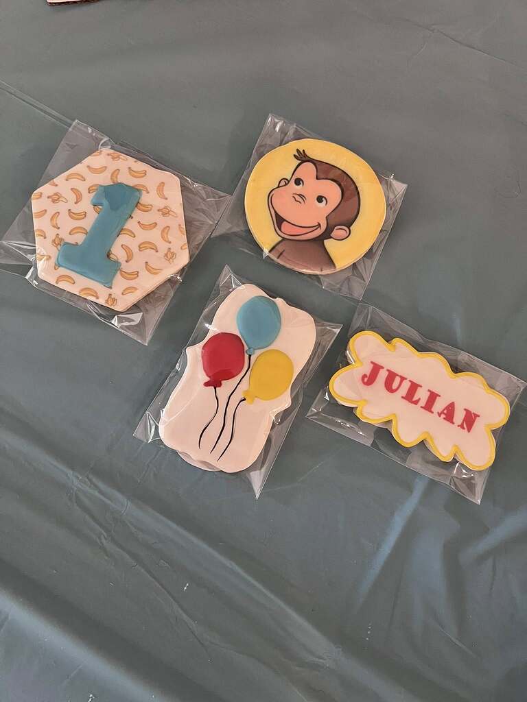 7 - Curious George for one year birthday - Food & Dessert Table - Custom Sugar Cookies