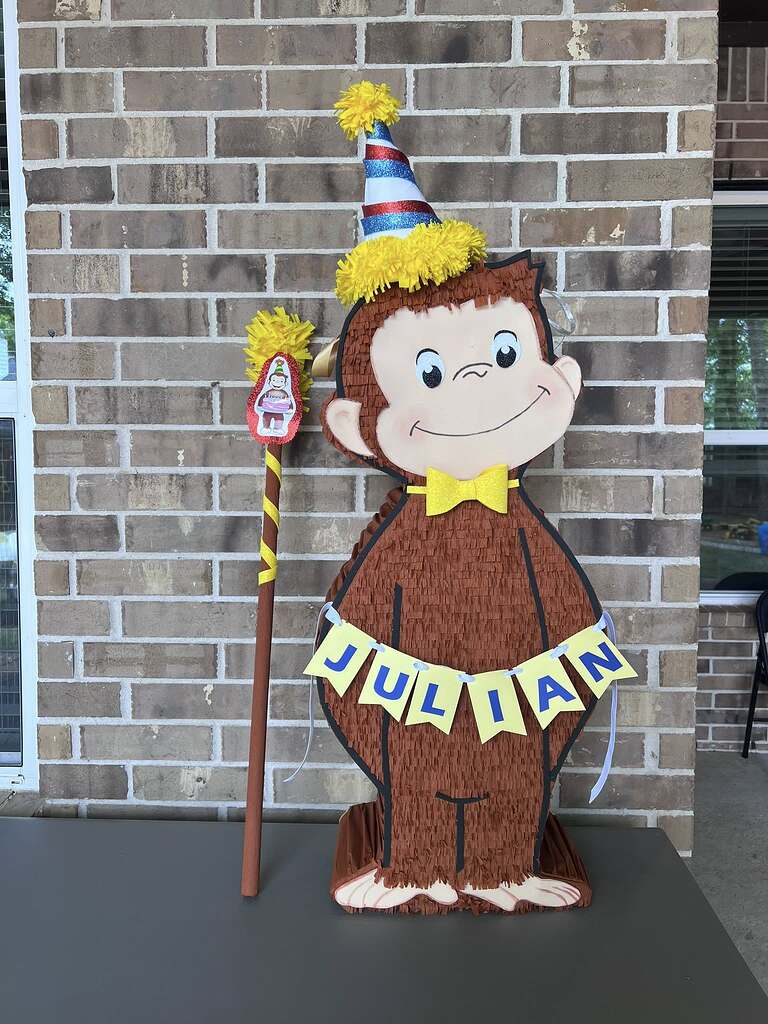 3 - Curious George for one year birthday - Photo Area - Personalized Character Cutout