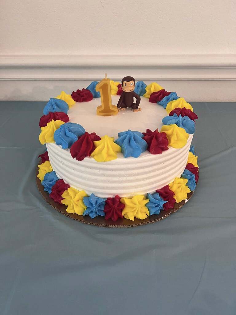 8 - Curious George for one year birthday - Food & Dessert Table - Curious George First Birthday Cake